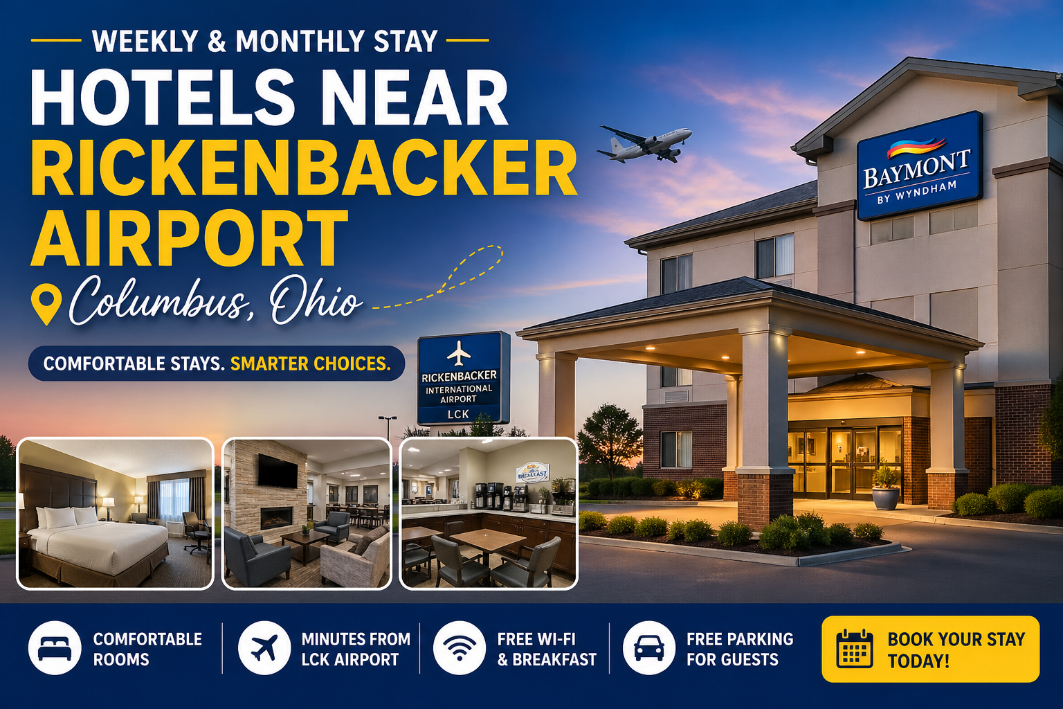Weekly & Monthly Stay Hotels Near Rickenbacker Airport Columbus