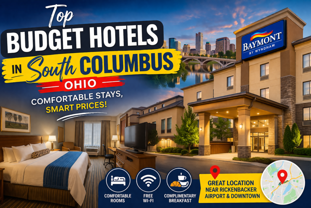 affordable hotels Columbus OH with comfortable rooms and exterior view